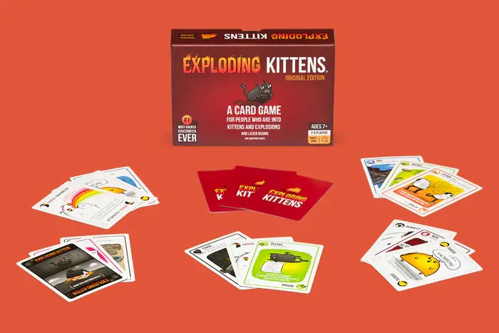Exploding Kittens Game layed out on table