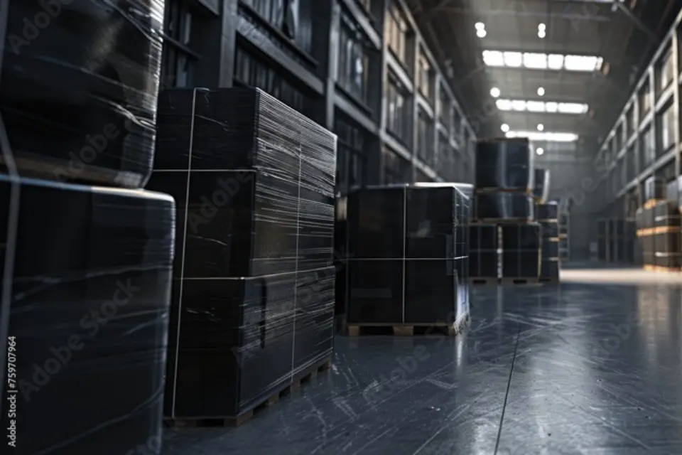 Dark wrapped shipping pallet